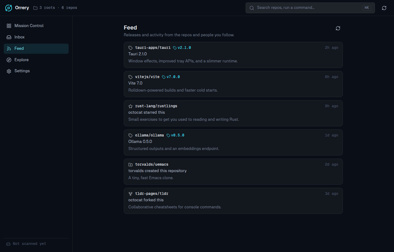Feed — releases and activity