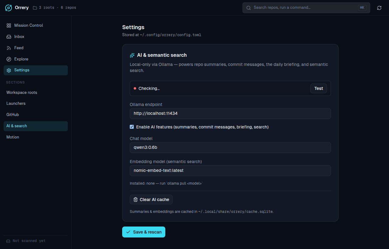Settings — AI & semantic search